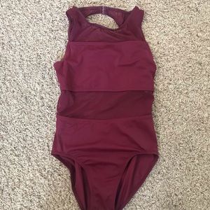 Mesh burgundy leotard